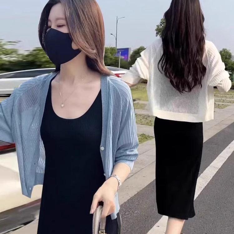 Outer Matching Skirt Shawl Knitted Cardigan Women's Summer Thin 2024 New High-end Sense Top Coat Early Autumn Outer Matching Skirt Shawl Knitted Cardigan Women's Summer Thin 2024 New High-end Sense Top Coat Early Autumn