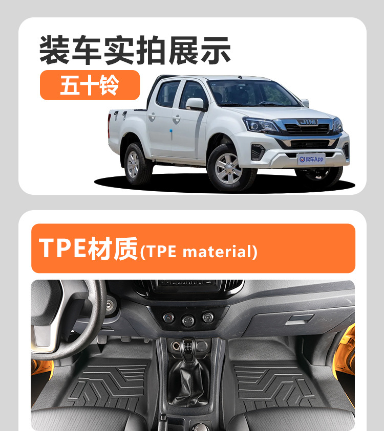 Suitable for Isuzu Ruimai, full coverage door sill interior decoration accessories, pickup truck modification TPE car floor mats