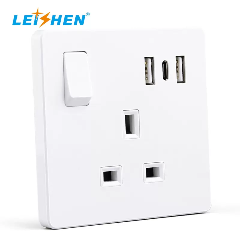 英规带USBtypec电源插座暗装型英国家庭办公装修用墙壁插座