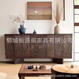 侘寂风餐边柜老榆木储物柜客厅一体斗柜现代简约客厅装饰收纳柜
