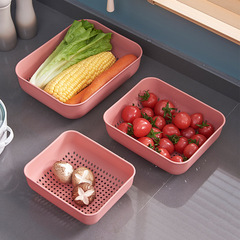 Square small basket on the desk, creative fruit basket, simple fruit and vegetable basket, fruit bowl, small size, multi-functional plastic fruit drainage basin
