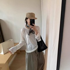 韩系早秋薄款长袖针织衫6羊毛圆领基础款百搭叠穿纯色打底衫内搭