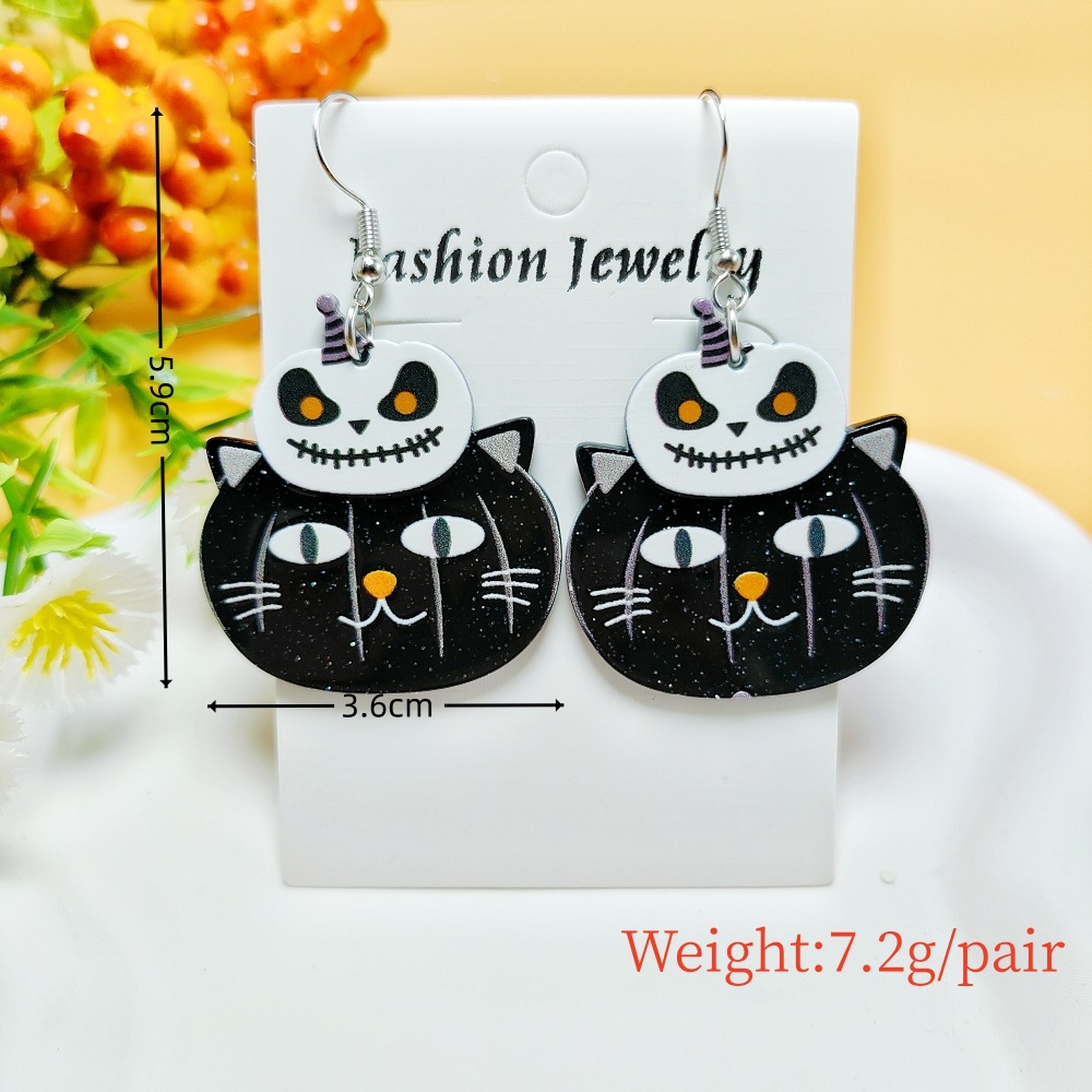 8g Weight 304 Stainless Steel Ear Needle Material Drop Earrings Classification 1 Pair Quantity Holiday, Daily Occasion Acrylic Material Halloween Festival Geometric, Pumpkin, Butterfly Pattern Women's Gender Casual, Simple Style Style 1 Pair Casual Simple Style Geometric Pumpkin Butterfly Arylic Drop Earrings 24