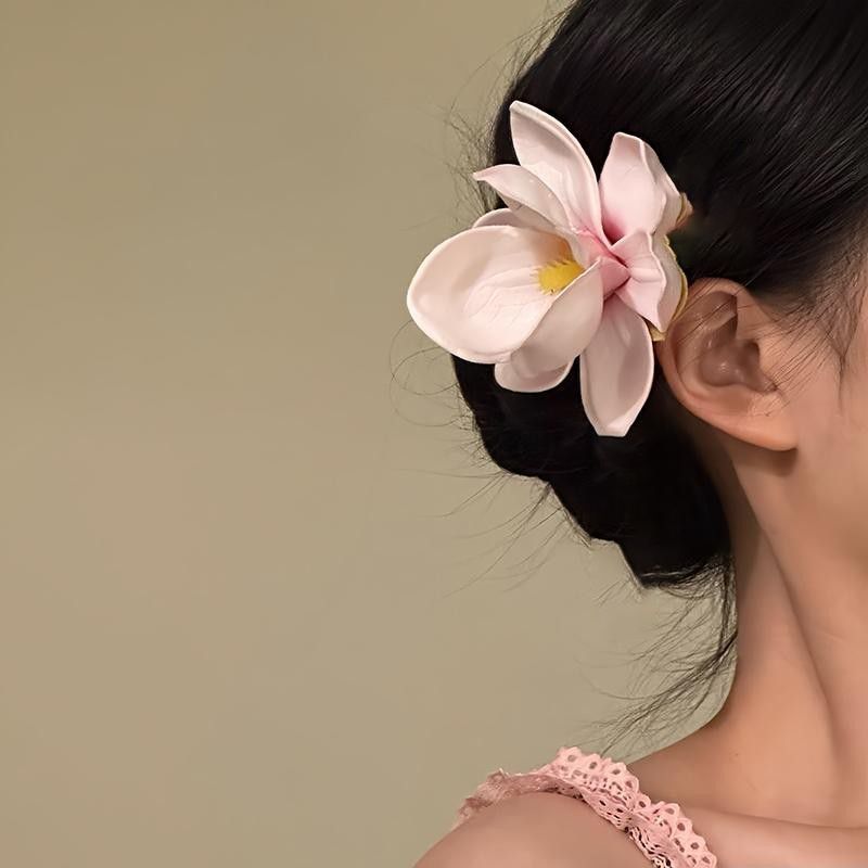 Frangipani tela flor horquilla moda femenina todo fósforo clip de boca de pato lateral diseño de nicho temperamento estilo vacaciones accesorios para el cabello