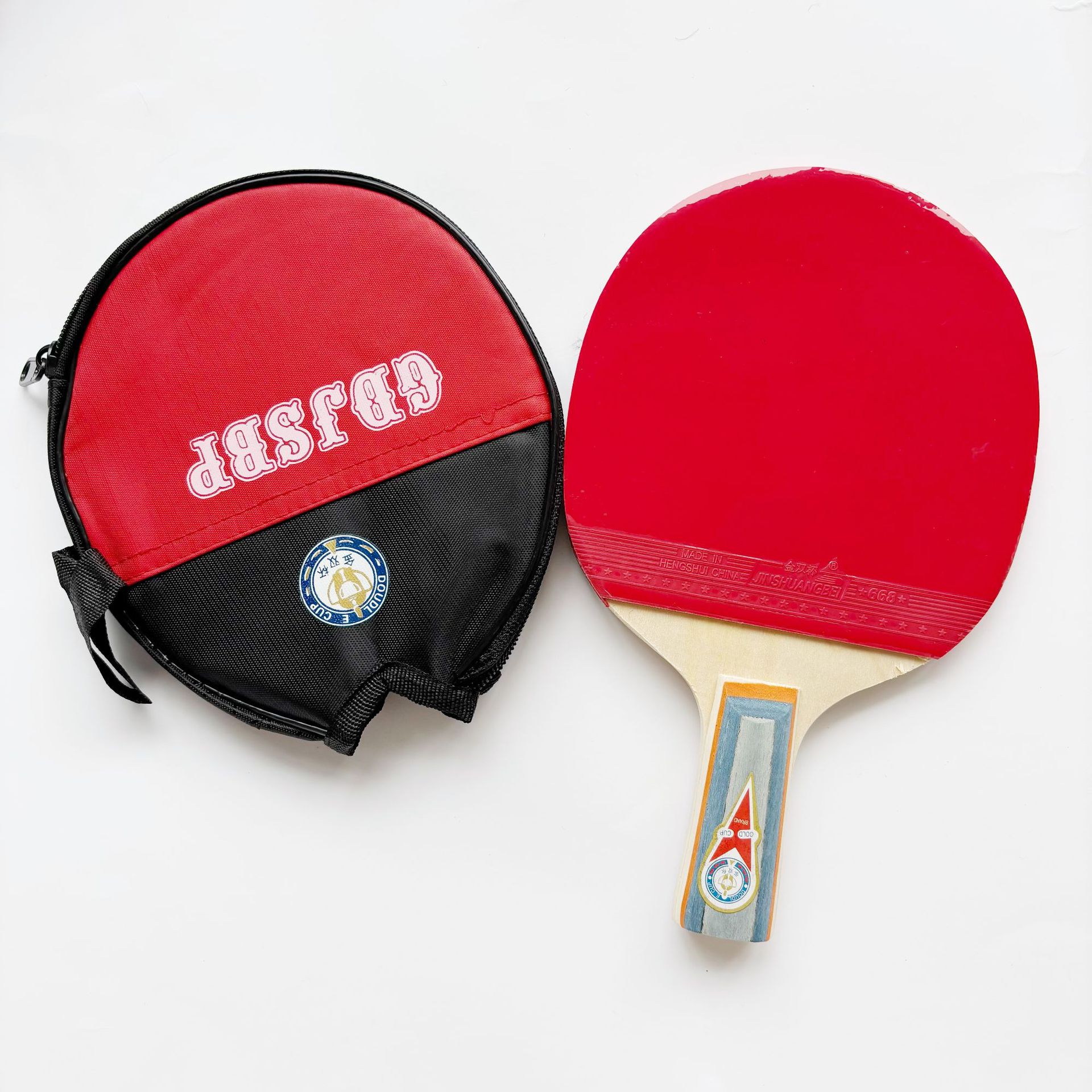 골든 더블 컵 앞면과 뒷면 탁구 라켓