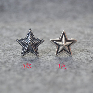 Punk Sterling Silver Five-Pointed Star Earrings for Women, Trendy Retro Earrings for Men, Single Thai Silver Cody Asian Earrings