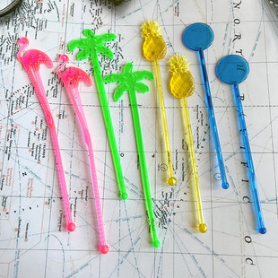 In stock supply plastic stirring rod coffee Shaker art Flamingo coconut pineapple drink juice stirring rod
