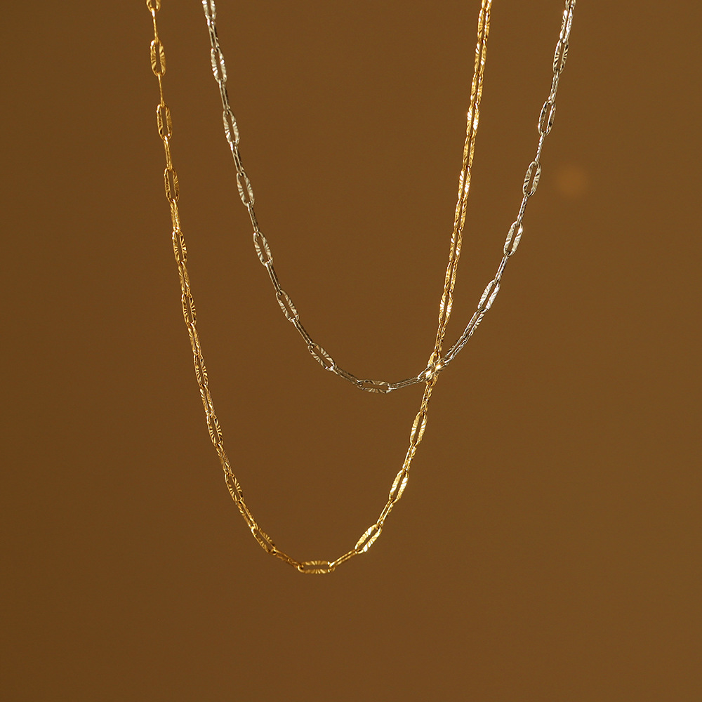 18K Gold Plated Plating Material Necklace Classification PVD Coated Real Gold Plated 18K Gold Solid Color 304 Stainless Steel Simple Style Waterproof Non Tarnish 304 Stainless Steel Necklace