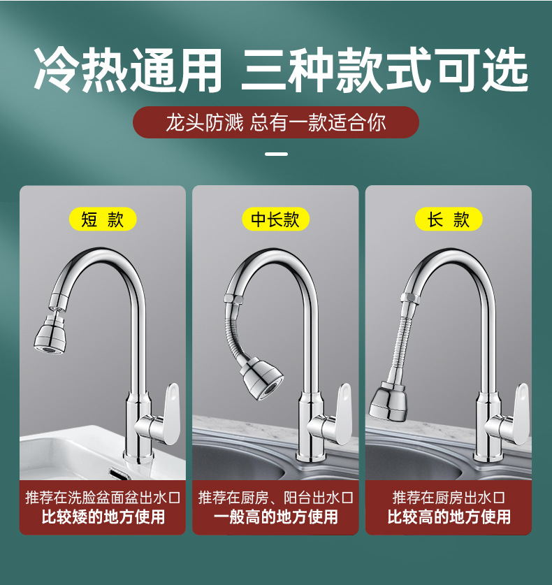 Kitchen faucet extender, anti-splash wonder, special for sink, cold and hot universal external connection, all-copper shower head Application Scenario