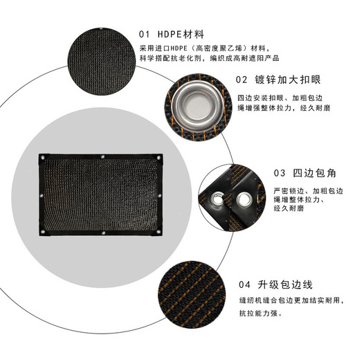 Black Sunshade Net with Encryption and Thickening for Patio Flower Farming, Sunshade Net for Anti-Aging, Outdoor Heat Insulation Net