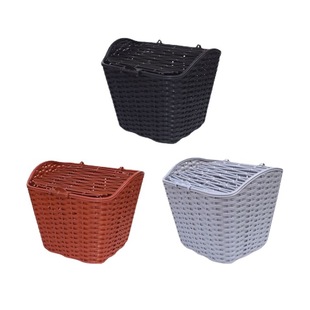 Bicycle Electric Car Basket Rattan Wicker Plastic Car Basket Pet Basket Vegetable Basket with Lid Vegetable Basket