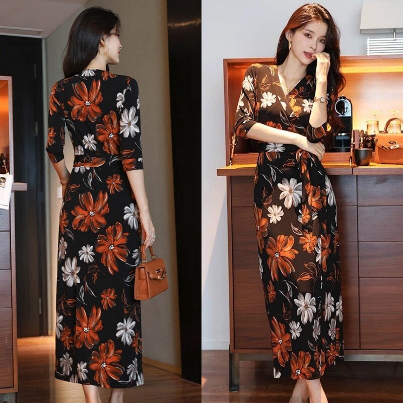 French Retro Feminine Elegant Wrap Dress 2026 New Style Slimming and Slim-Fitting One-Piece Strappy Dress