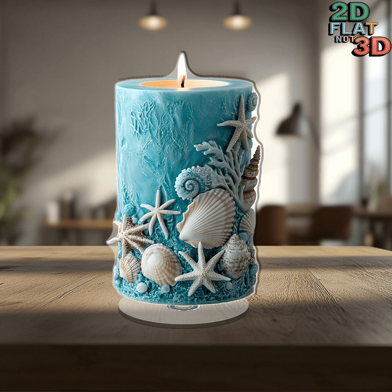 2D平面海岸蜡烛装饰波西米亚风贝壳与海星桌面摆件