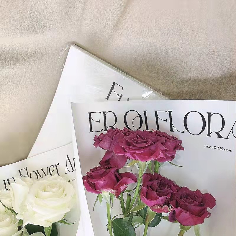 极简ins风网红英文黑白花艺鲜花包花纸小花束情人礼品包装材纸