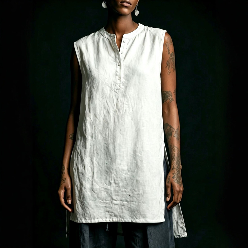 2026 Amazon European and American Cross-Border Women's Clothing Summer Henley Collar Sleeveless Cotton and Linen Top Loose Half-Button Shirt for Women 2026 Amazon European and American Cross-Border Women's Clothing Summer Henley Collar Sleeveless Cotton and Linen Top Loose Half-Button Shirt for Women