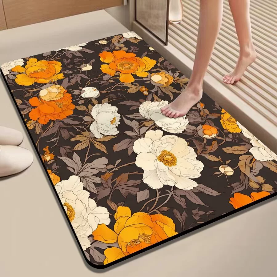 Новый стиль цветок мягкий диатомовый грязевой коврик для ванной нескользящий абсорбируемый коврик для ванной ванной комнаты дверной двери кухня коврик абсорбируемый коврик