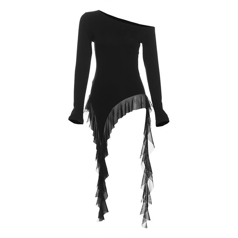 泰国东南亚潮流辣妹背心纯欲风色修身斜领长袖上衣女【20件包邮】