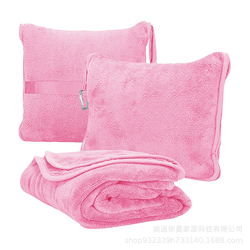 Double-sided fleece airplane travel blanket, portable blanket, pillow blanket, two-in-one cover blanket, printed flannel blanket, cross-border dropshipping