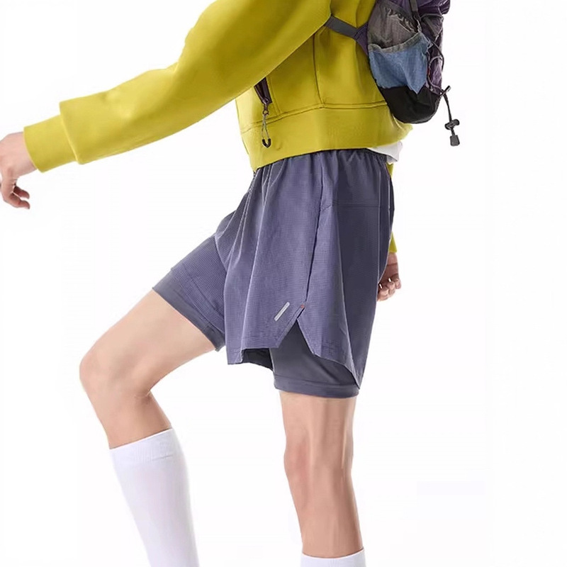 Outdoor Fake Two-Piece Quick-Drying Sports Shorts for Men and Women, Summer Hiking Lined Five-Point Pants, Casual Couple Cycling Pants