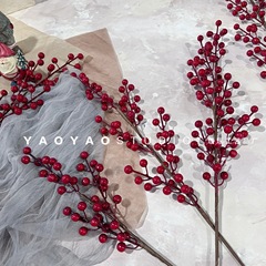 Ilex Fruit Artificial Flower Red Berry Wealth Berry Living Room Decoration Bouquet Floor Placement Flower Arrangement Artificial Flower