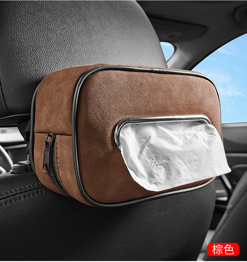 Customizable Logo Suede Sports Traditional Seat Car Tissue Box Paper Bag Hanging Seat Sun Visor Car