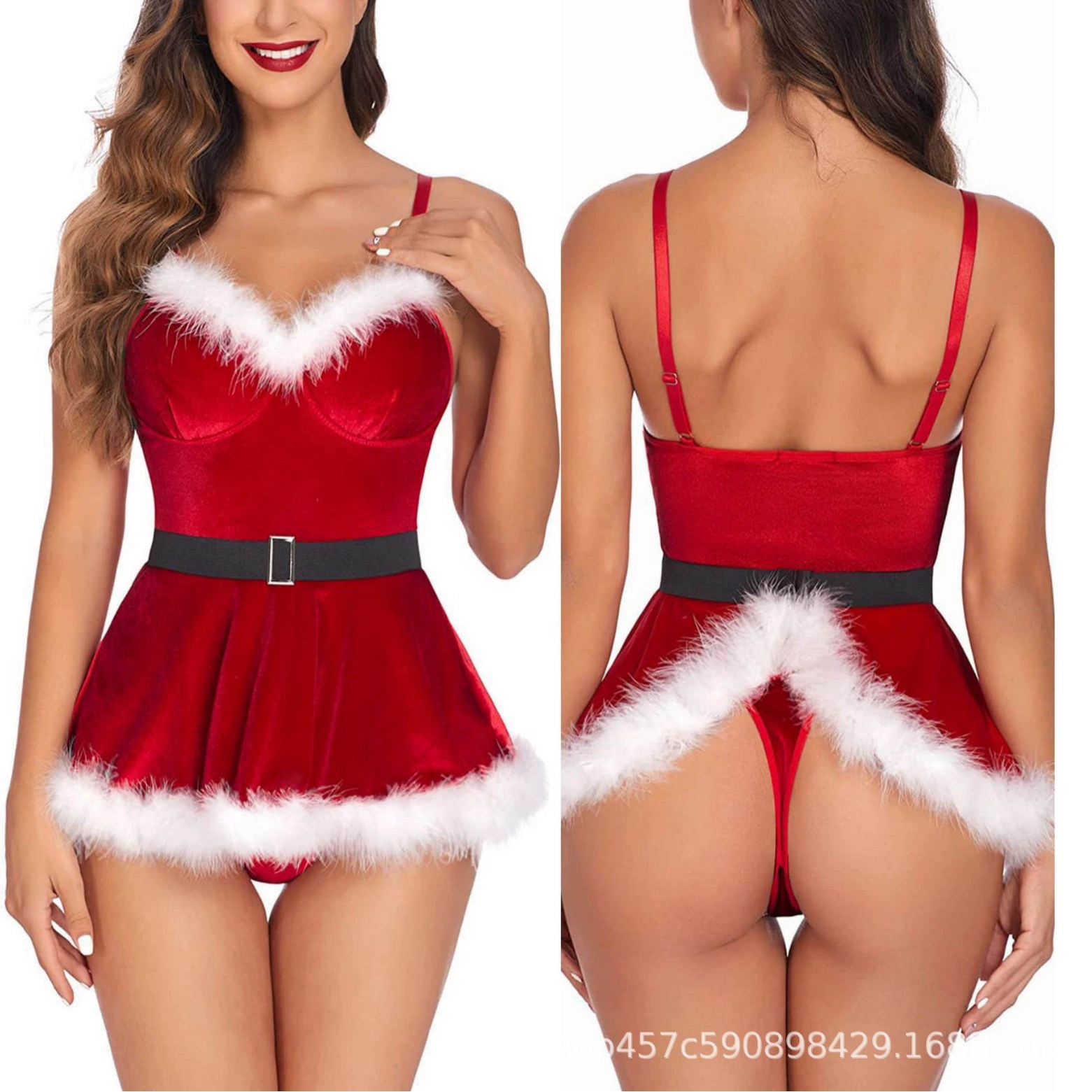 Новая внешнеторговая европейская и американская рождественская эротическая нижнее белье для взрослых сексуальная подтяжка с бантом рождественский набор оптом