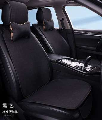 Cotton-Linen Non-Slip Cooling Pad, Simple – Seat cushion, seat cover - black-driver-passenger-linen