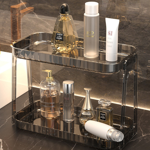 Light luxury bathroom double-layer storage rack washbasin cosmetic storage box desktop bathroom skin care product storage rack