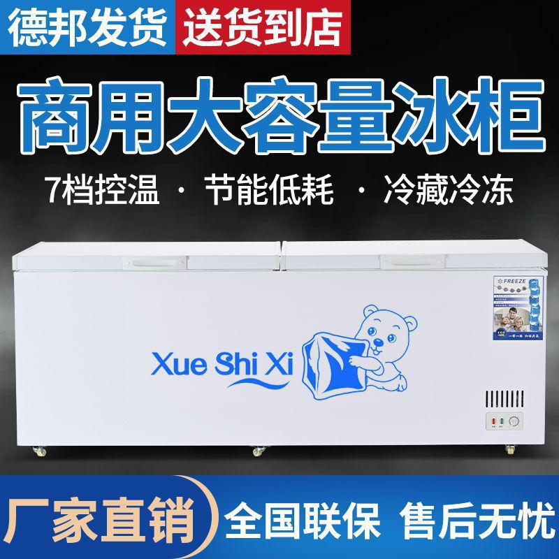 Freezer Commercial Large-Capacity Refrigerated Freezer Copper Tube Horizontal Energy-Saving Freezer Single and Double Temperature Dual-Use Large Refrigerator