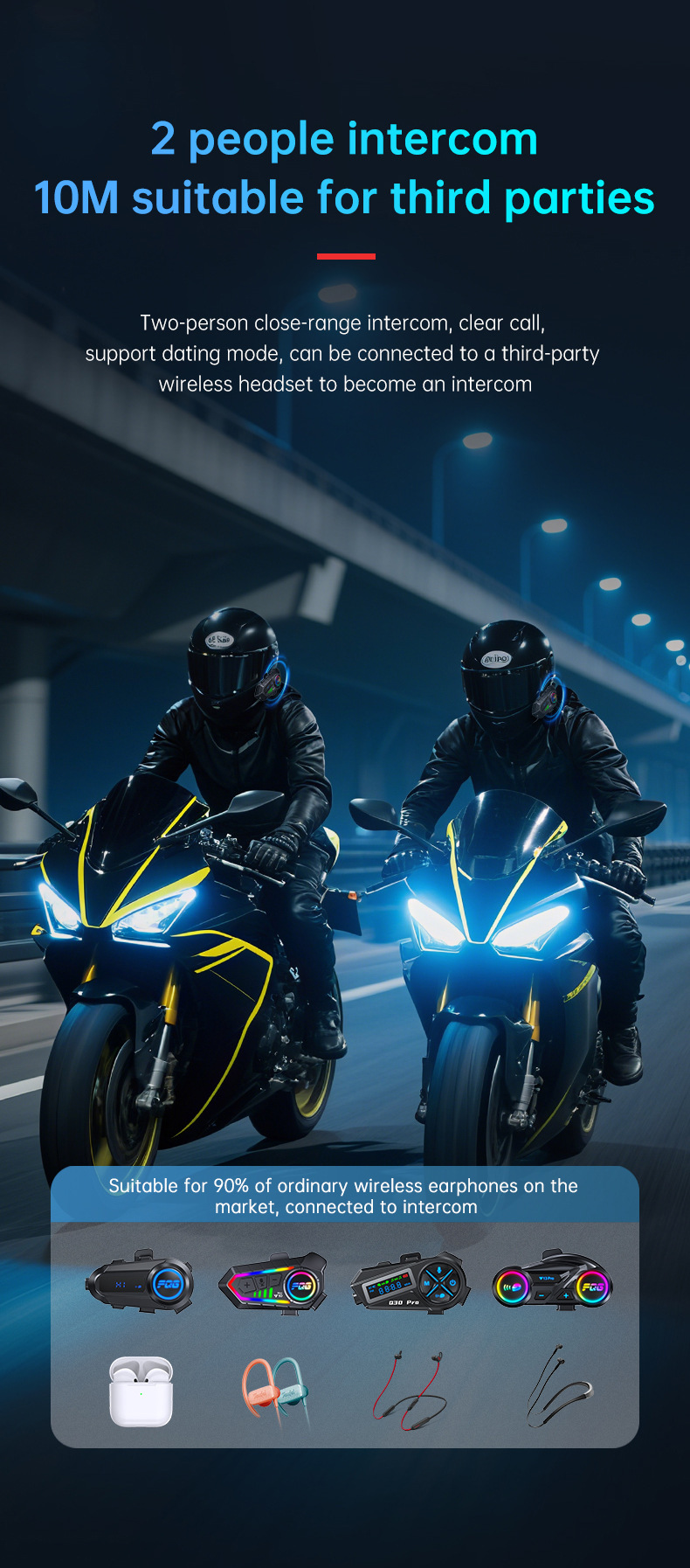 Cross-Border Y30 Helmet Bluetooth Headset Intercom for Motorcycles, Waterproof and Dustproof, Long Battery Life, for Listening to Music and Making Calls