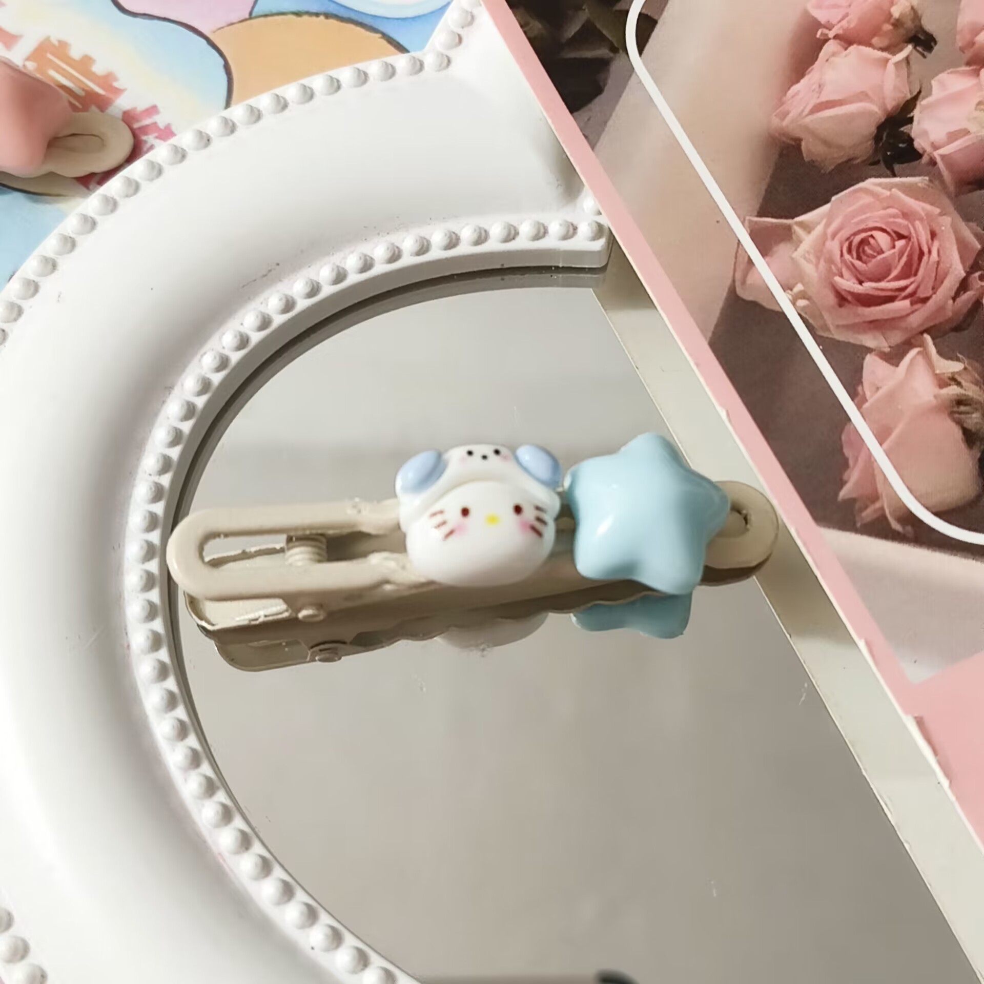 파란 고양이 별 머리핀