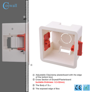 British standard/British gauge/gypsum board cassette trunking 50mm wall switch socket bottom box CE ROHS certification