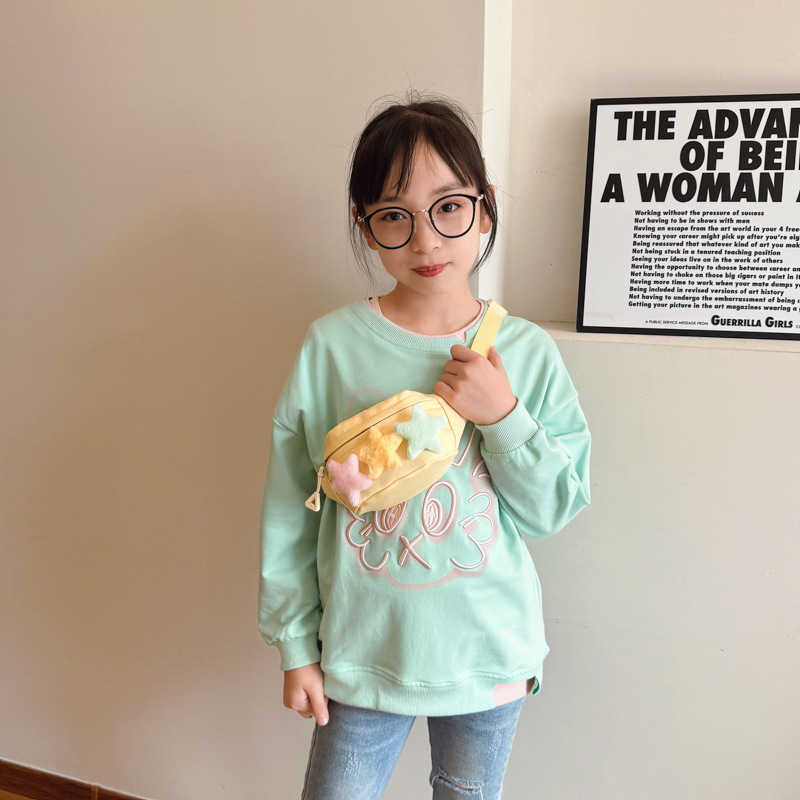 Bolso de pecho japonés pequeño fresco para niños y niñas Bolso de mensajero de bebé de estrella linda de dibujos animados Nuevo bolso para niños Lona