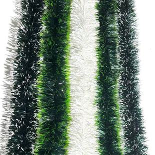 Cross-border Christmas decoration dark green white border color stripe flower party layout holiday wool ribbon madder encryption