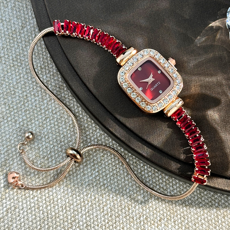Zircon small sugar bracelet watch pull-out lazy watch foreign trade cross-border color diamond ladies quartz watch wholesale