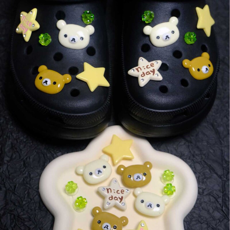 新しいクマ五芒星靴花下駄靴花靴バックル DIY 靴アクセサリーアクセサリーオリジナル漫画取り外し可能|undefined