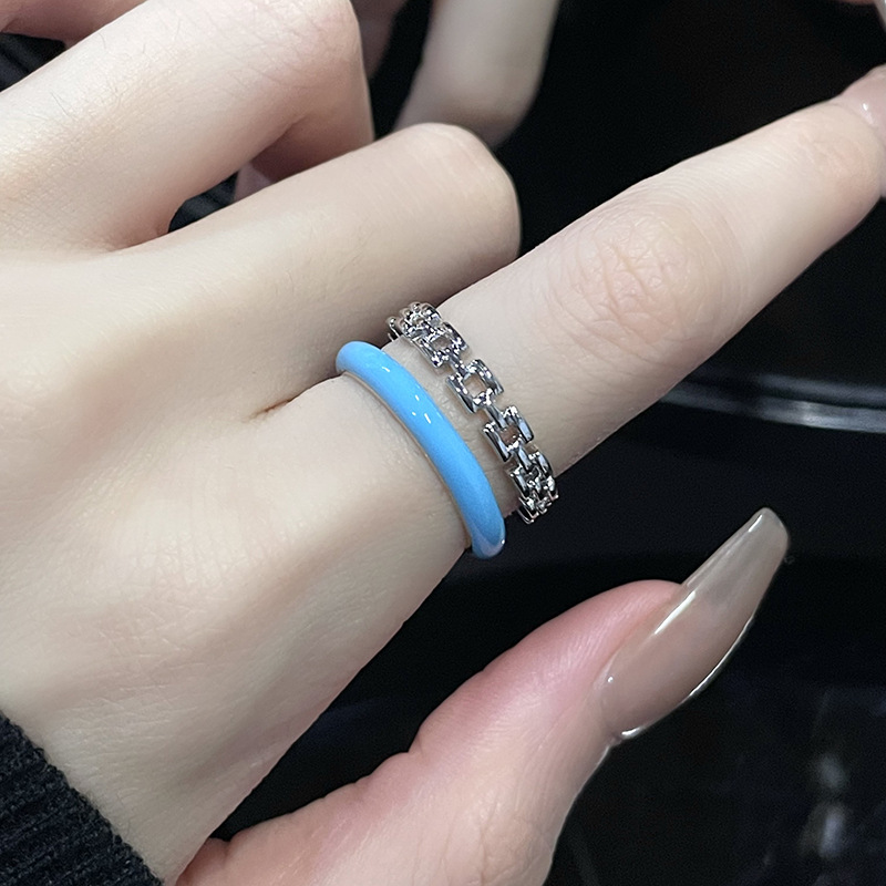 Fashion Geometric Copper Enamel Zircon Open Ring 1 Piece