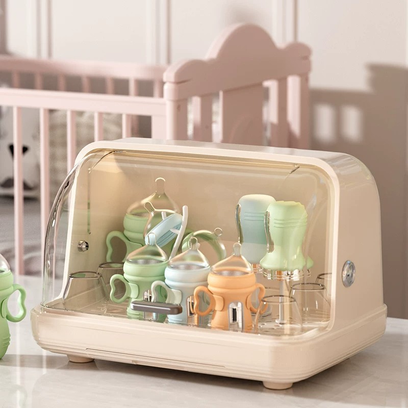 Caja de almacenamiento de botellas de leche con estante de drenaje a prueba de polvo con cubierta de taza de agua estante de drenaje estante de almacenamiento de platos