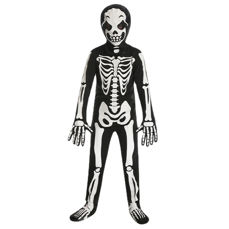 Niños de Halloween esqueleto blanco hueso fantasma ropa de juego de roles escenario ropa de fantasma ropa de fiesta