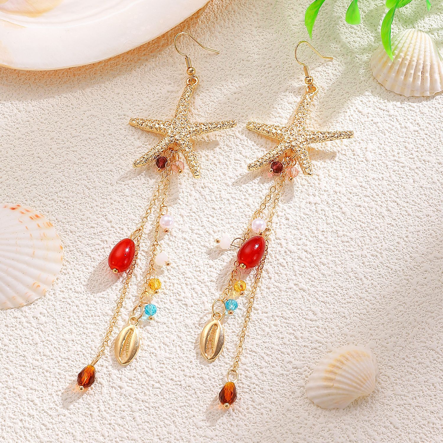 Ocean Style Starfish And Tropical Fish Stud Earrings For Women_voghion.com