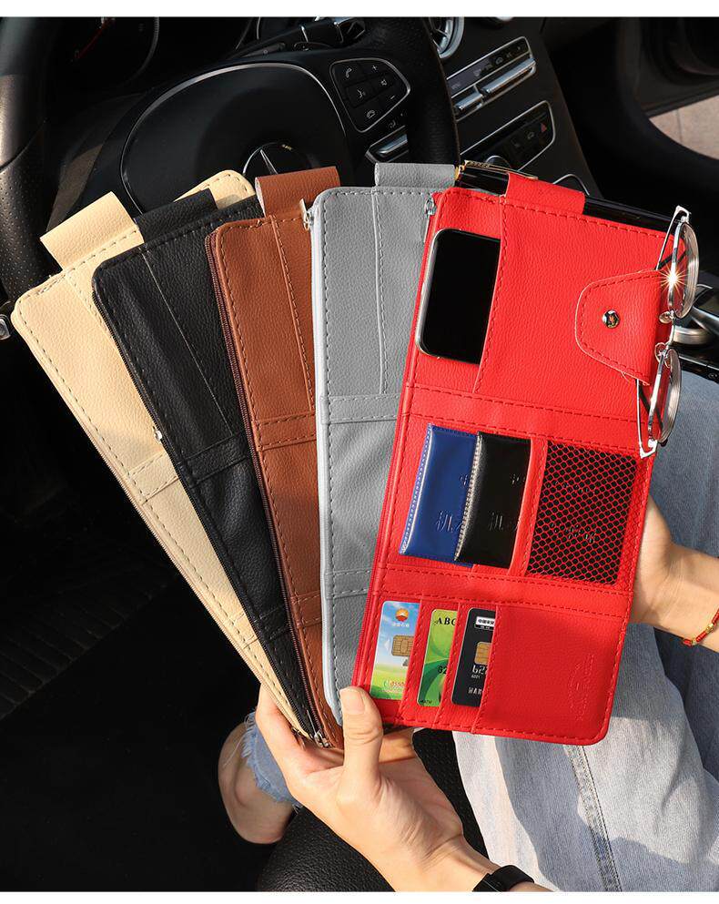 Car Sun Visor Storage Clip, Multi-Functional Car Interior Glasses Clip, Card Holder, Storage Bag, Document Holder, Storage Set