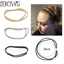 3Pcs/lot Women Glitter Elastic Headband High Quality Bling