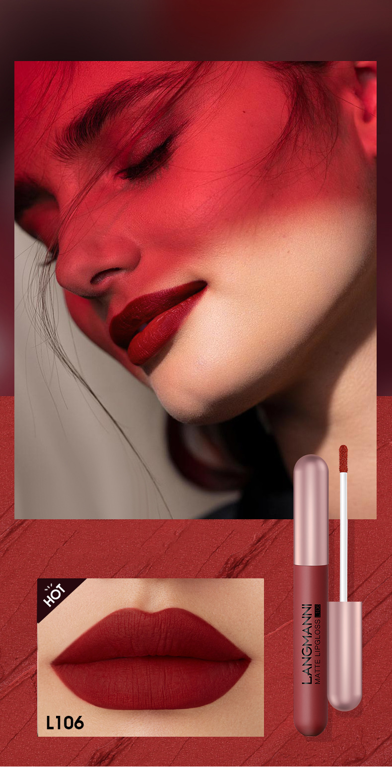 Langmanni's new matte lip gloss set, 6-piece lip gloss set, velvet lipstick, cross-border makeup undefined