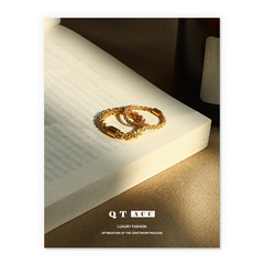 高保色真空電鍍真金 歐美ins風簡約時尚百搭指環手飾鈦鋼戒指飾品