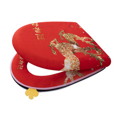 2F Wedding Celebration Toilet Seat Cover Set with Lid, Household Marriage Plush Toilet Seat Cover, Universal Winter Toilet Seat Cover