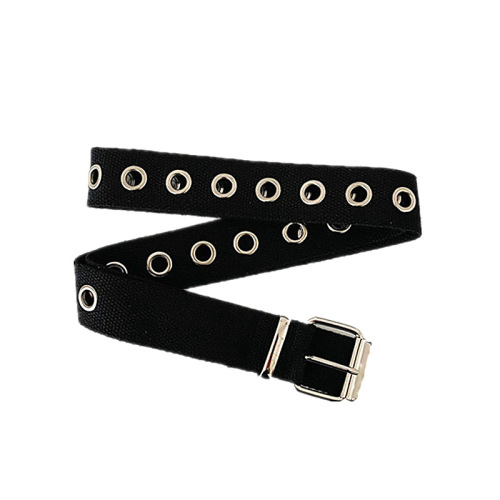 INS Metal Punk Style No-Hole Full Hole Gas Eye Canvas Belt Fashion Trend Matches Jeans Skirts, etc.