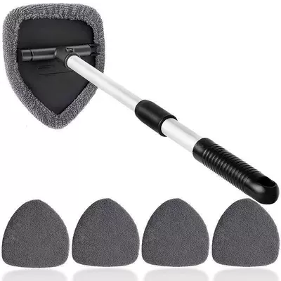 Window Brush Set — Car cleaning tools - 1-set-pentagonal-telescopic-pole-5-gray-cloth-covers