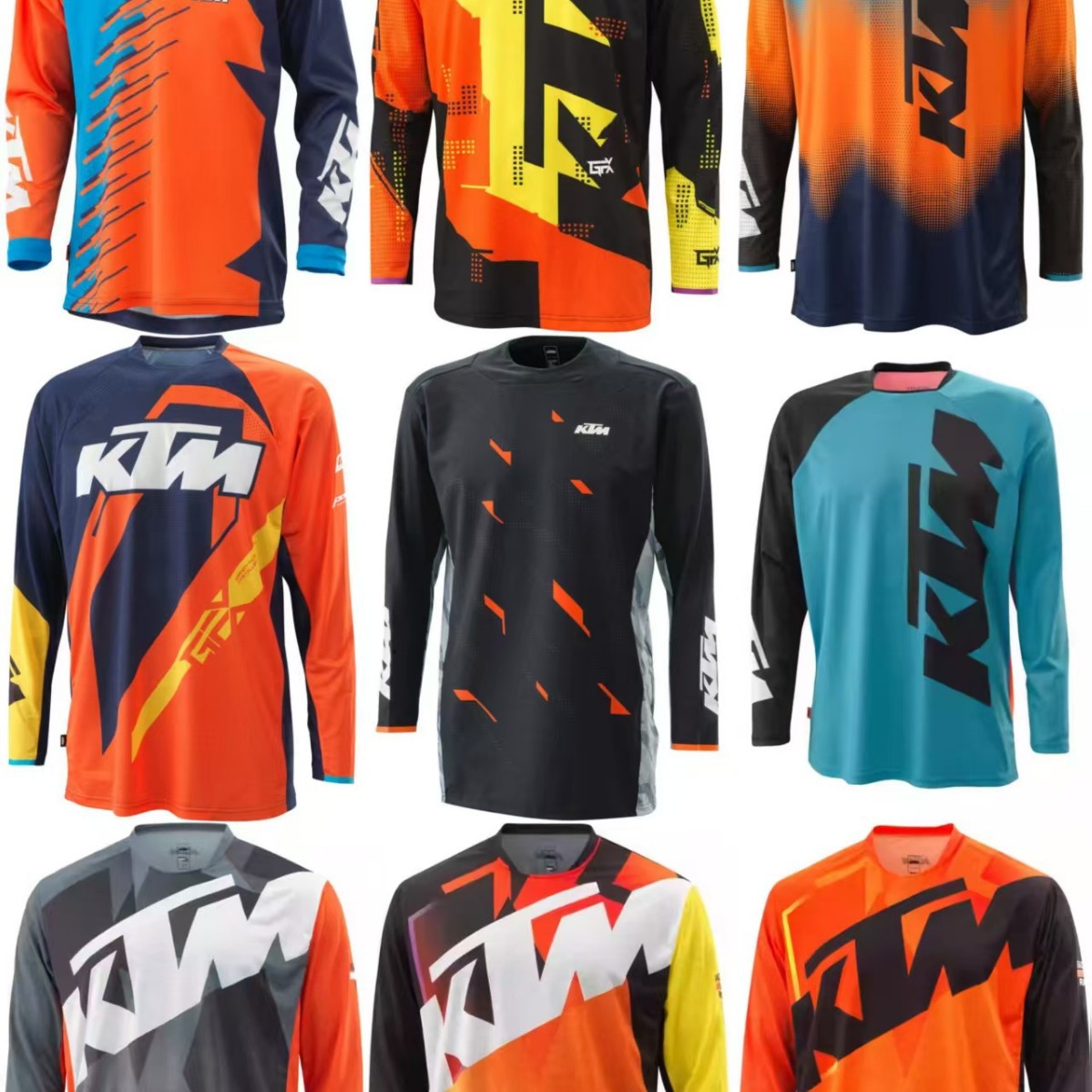 Cross-Border Best-Selling Off-Road Cycling Clothing, Motorcycle Downhill Clothing, Racing Clothing, Retro Motorcycle Clothing, Breathable and Quick-Drying Orange