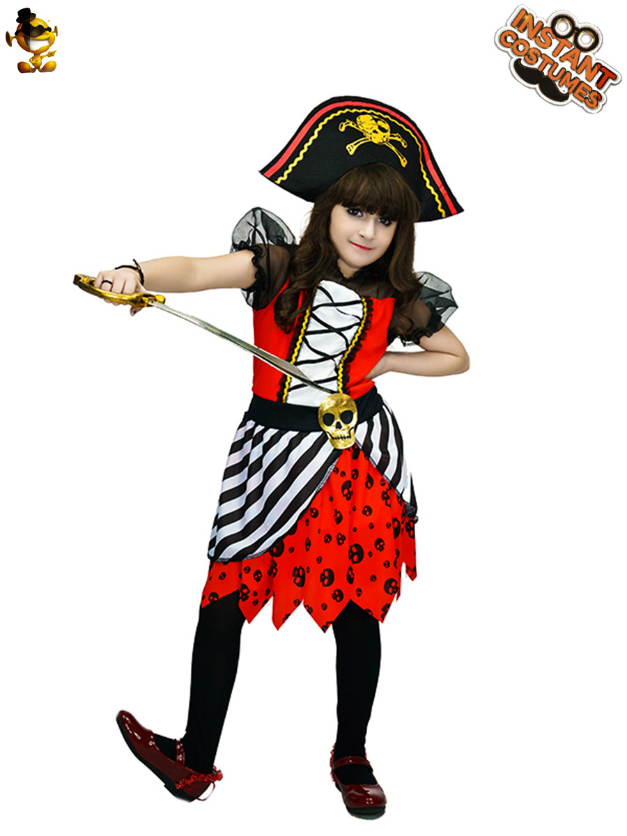 Traje de Halloween traje de escenario ropa de fiesta mascarada Cosplay traje niña pirata falda