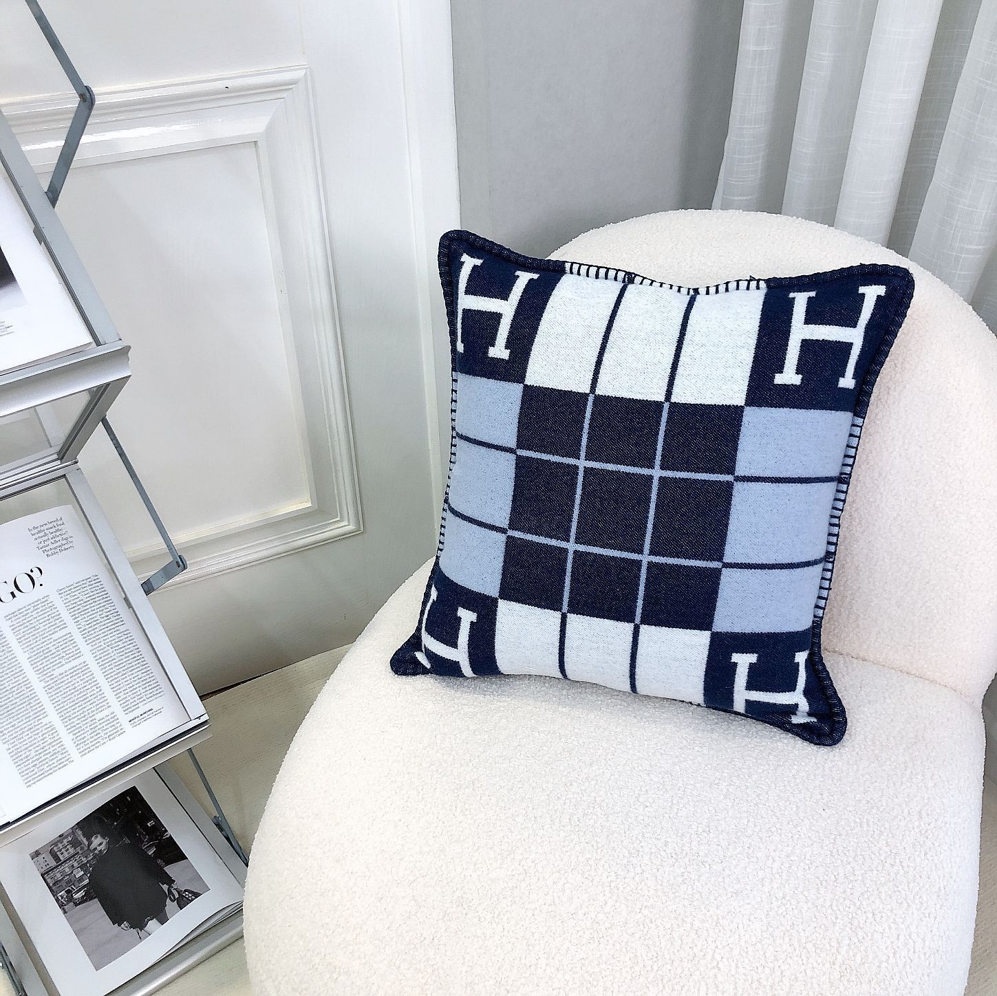 Amazon H 枕北欧モデルルーム昼休みソファクッション車の腰サポート背もたれクッションニット枕カバー